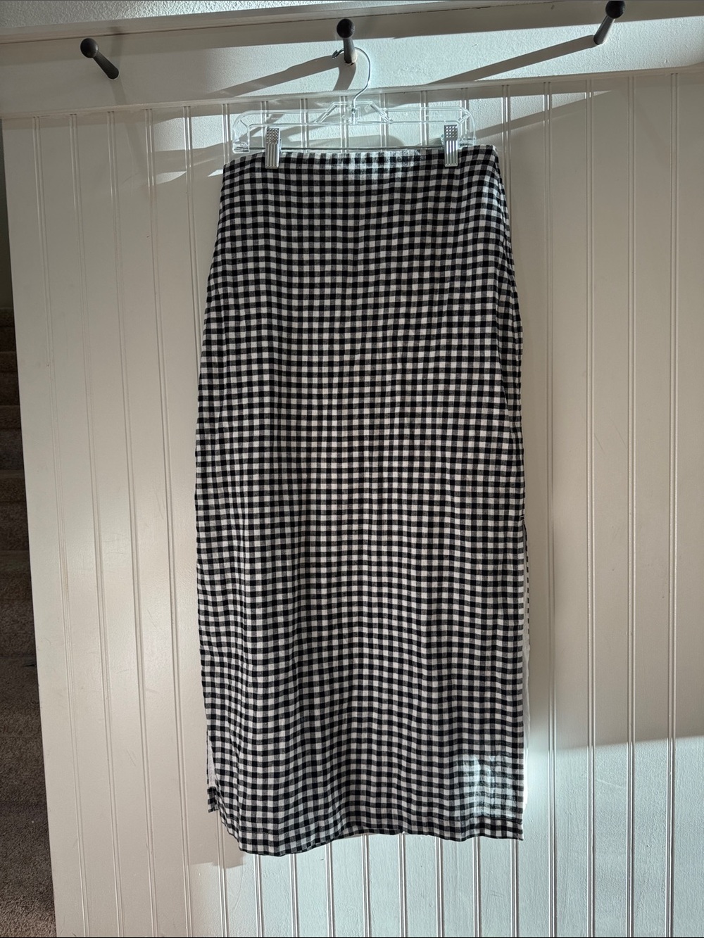 GAP Black and White Gingham Midi Skirt